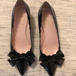 Kate spade black patent bow kitten heel